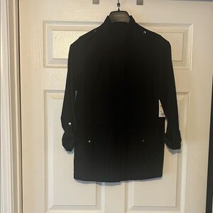 Apt. 9 Women's Classic Black Zip Up Jacket - Trench Inspired